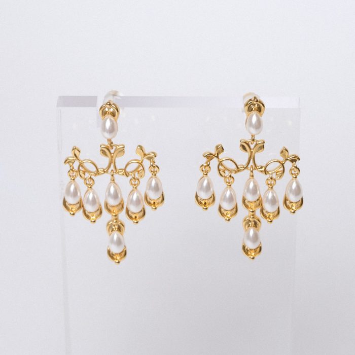 Серьги люстра с жемчугом