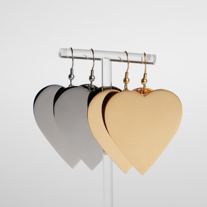 Серьги big flat heart