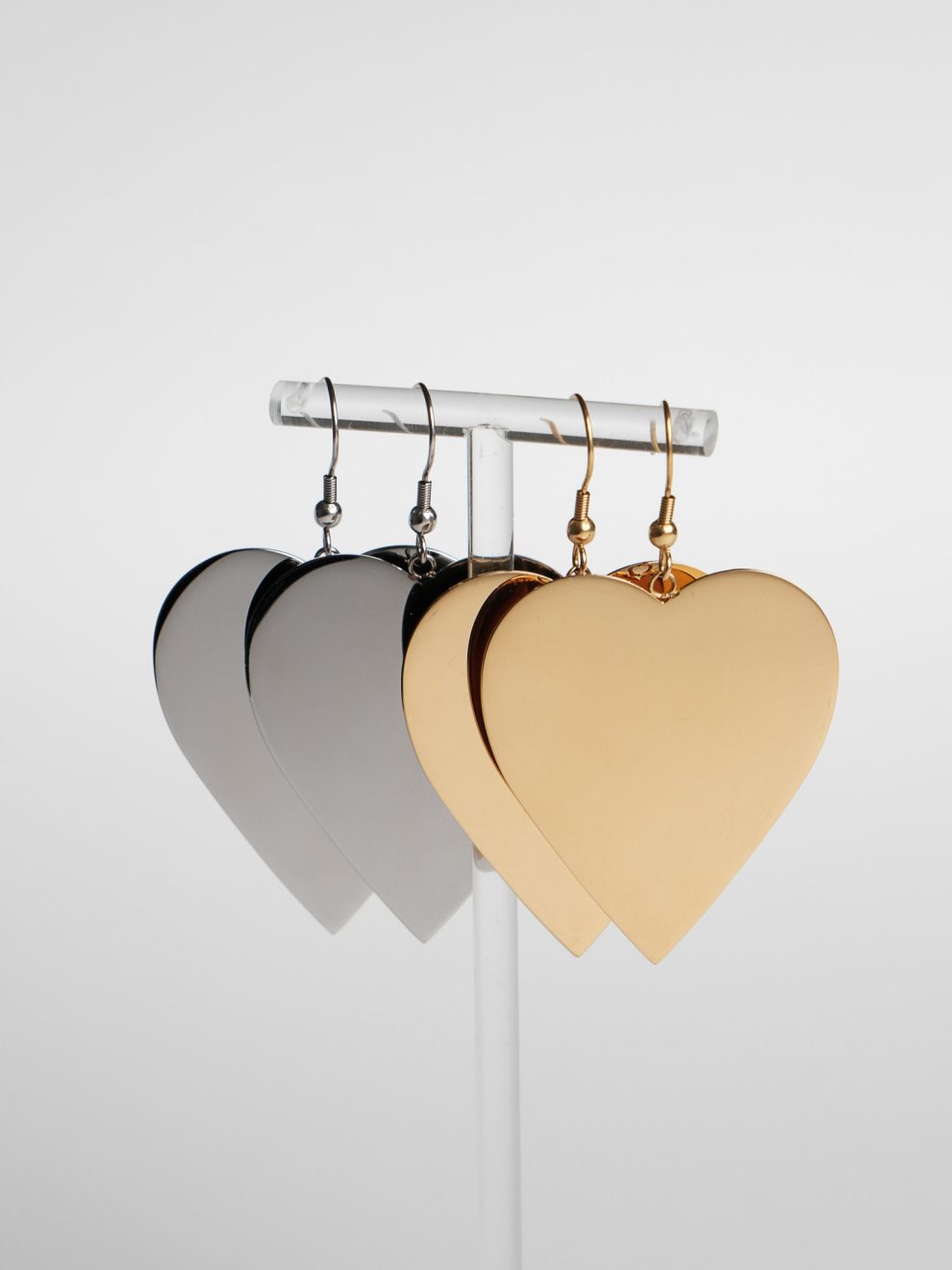 Серьги big flat heart