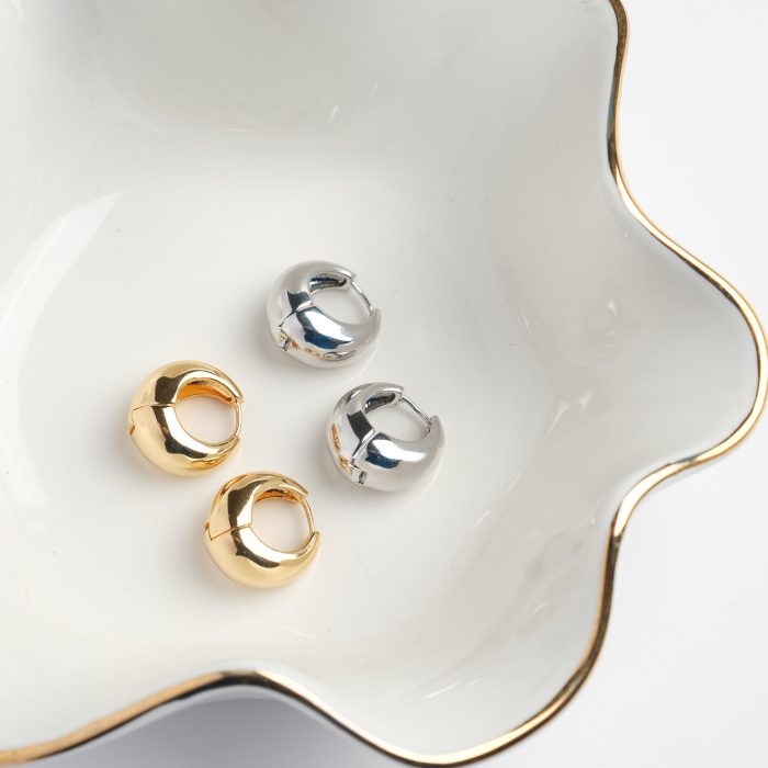 Серьги хупы база пухлые (серебро/золото)