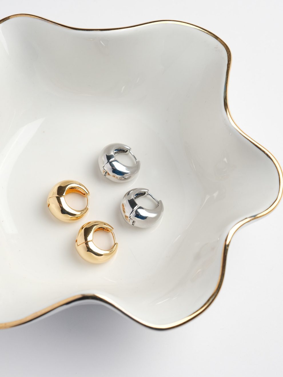 Серьги хупы база пухлые (серебро/золото)